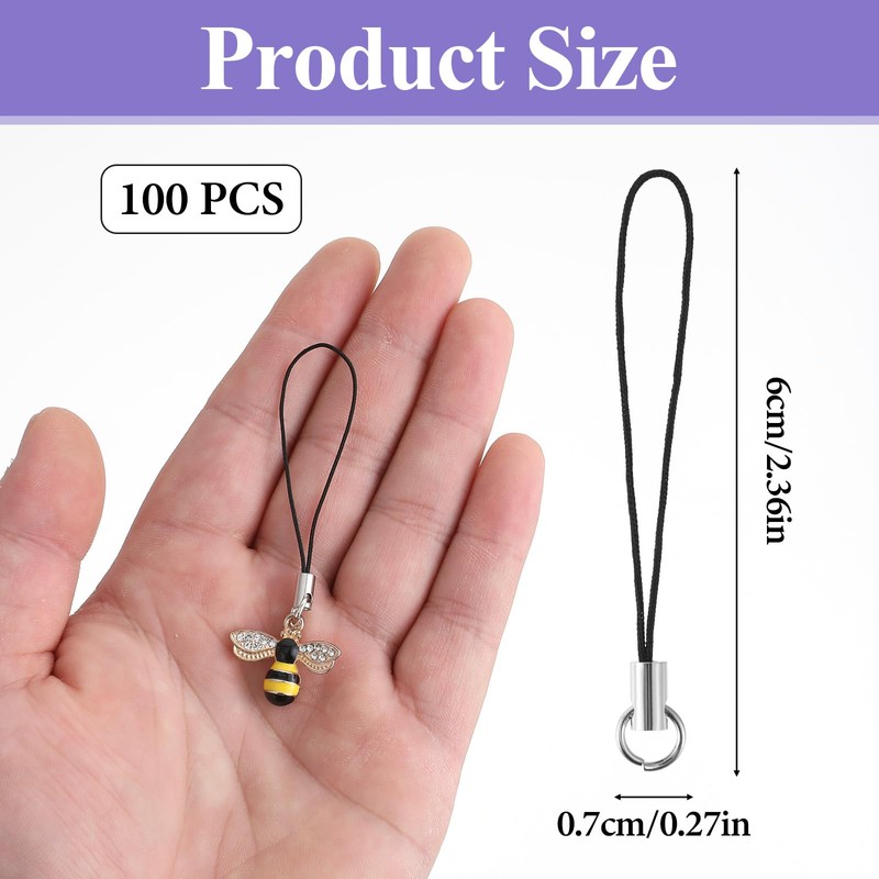 100Pcs Phone Charm Kit,Keychain String,Thread Keychain Cell Phone Charm String