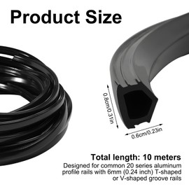 Aluminium Profile Sealing Strips, 10 m Aluminium Profiles, Dust Protection, Soft Cover, Soft PVC Protective Sealing Strips, Aluminium Profile Edge Strips for 6 mm Groove, Aluminium Profile Rail for
