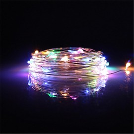 USB String Lights 5M/16.4ft 50 LEDs, USB Powered Silver Wire Micro Fairy Lights for Indoor Bedroom Wedding Christmas Party Decoration (Multicolor)