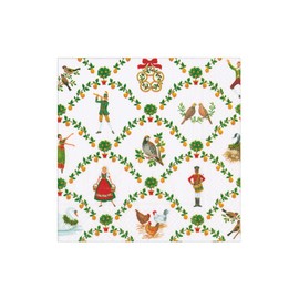 Caspari On The Twelfth Day Cocktail Napkins - includes 20 Cocktail Napkins