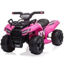 Bobike Kids Ride on ATV, 6V Battery Powered Kids Electric Vehicle, 4 Wheeler Quad w, Electric Ride on fun Toys Best birthday Gifts Boys Girls Girls - Color: Pink