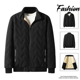 ANUFER Mens Winter Warm Quilted Fleece Lined Tracksuit Set Full Zip Fleece Jacket and Sweatpants with Zip Pockets Black XL