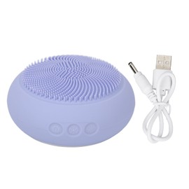 2 In 1 Electric Facial Cleansing Brush Heating Mask Absorption Waterproof Face Cleanser Vibrating Brush Purple