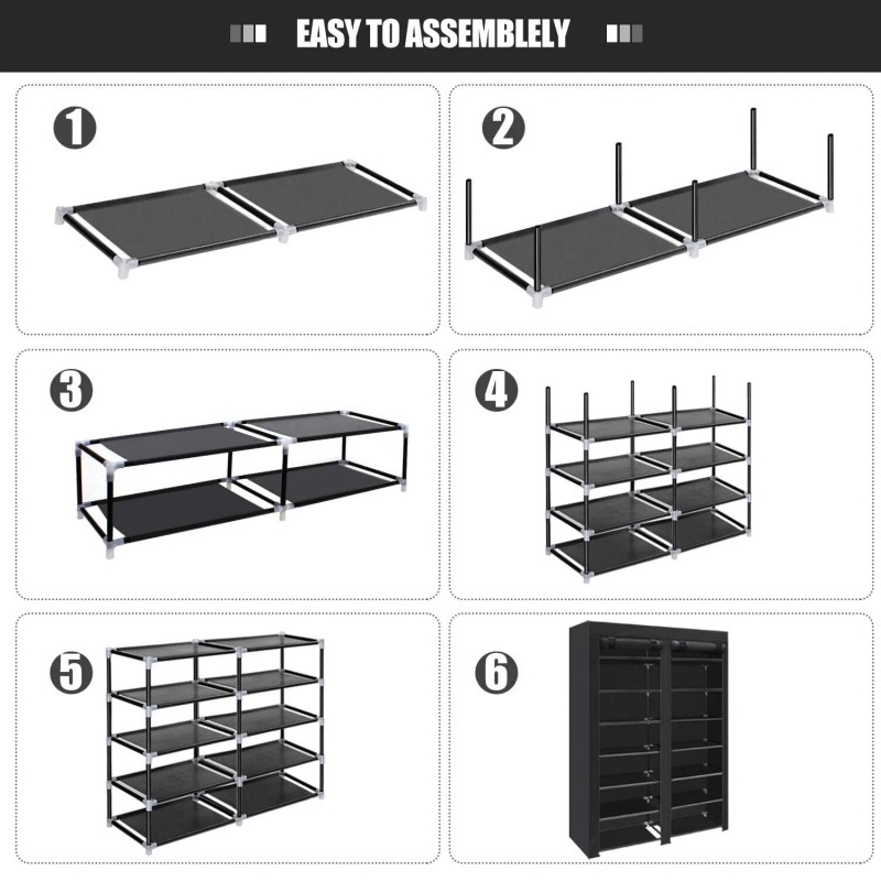 ERONE Shoe Rack Storage Organize 28 Pairs Portable Double Row