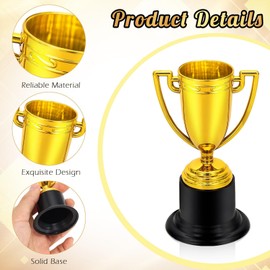 12Pcs Trophy Cup, Mini Trophies, Gold Trophy and Medals Classroom School Award Party Rewards Competition Ceremony Used for Various Competition Rewards (9.9 * 9.9)