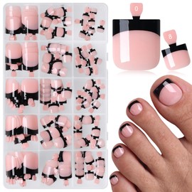Fake Toe Nail Press ons-Black French Tip Press on Toenails for Women,150pc