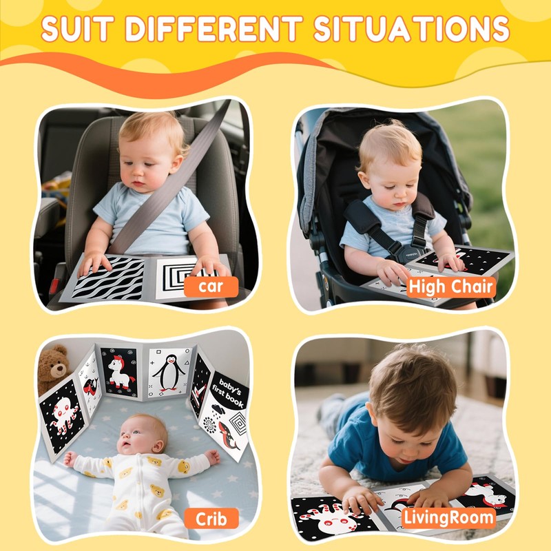 High Contrast Baby Flashcards with Black and White Tummy time