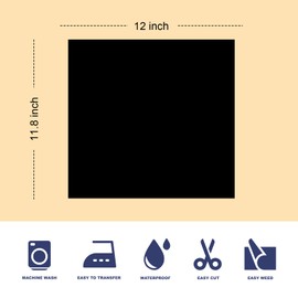 HTV Heat Transfer Vinyl, 17pcs 12" x 11.8" Black Vinyl Wrap，for All Cutting Machines Designed for DIY T-Shirt Heat Transfer Vinyl Iron on, Easy to Cut Weeding.