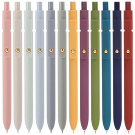 Ddaowanx Gel Pens, 12 Pcs 0.5mm Quick Dry Black Ink Pens Fine Point Smooth Writing Pens, Cute Office School Supplies Gifts for Women (12 Pcs Vintage+Morandi-Black Ink)