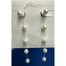 JBloom Design Trendy Fashion Jewelry Adriana Silver Pearl Drop Dangle Earrings