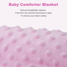 ORUZA Tag Comfort Blanket Baby, Baby Comforter with Colorful Taggies, Tag for Babies Soft Touch Comfort Blanket for Newborn Boys and Girls (Pink)