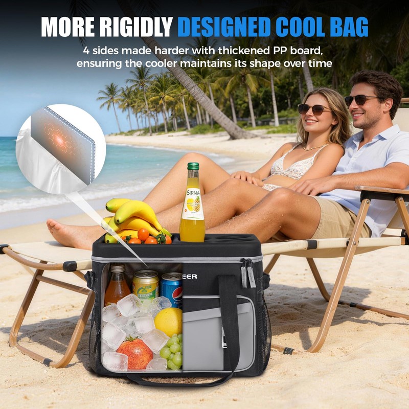 INSMEER Soft Cooler with Hard Shell & 4 Cup Holders