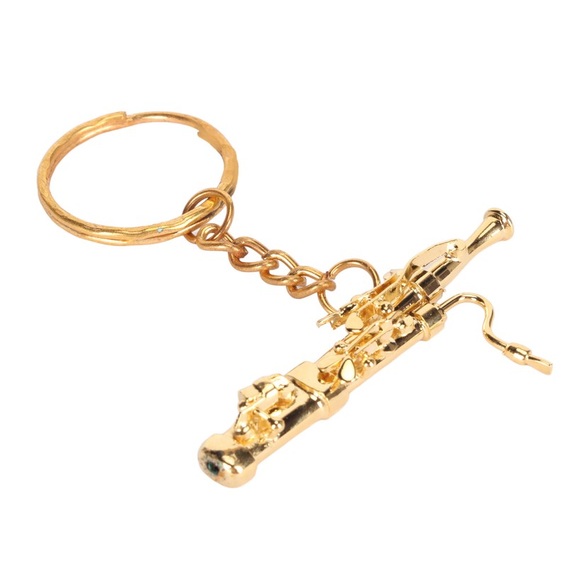 Mini Bassoon Shape Key Chain Adorable Brass Key Ring Pendant
