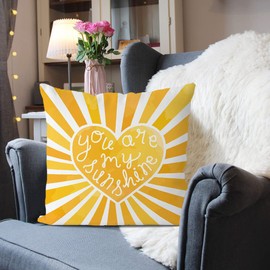 Yellow Bedroom Decor Sun Sunshine You Are My Sunshine Summer Throw Pillow Covers,Sun Kids Teens Girls Room Classroom Decor Heart Cloud Lumber Decorative Pillow Case,18x18 Inch Behemian Pillowcase