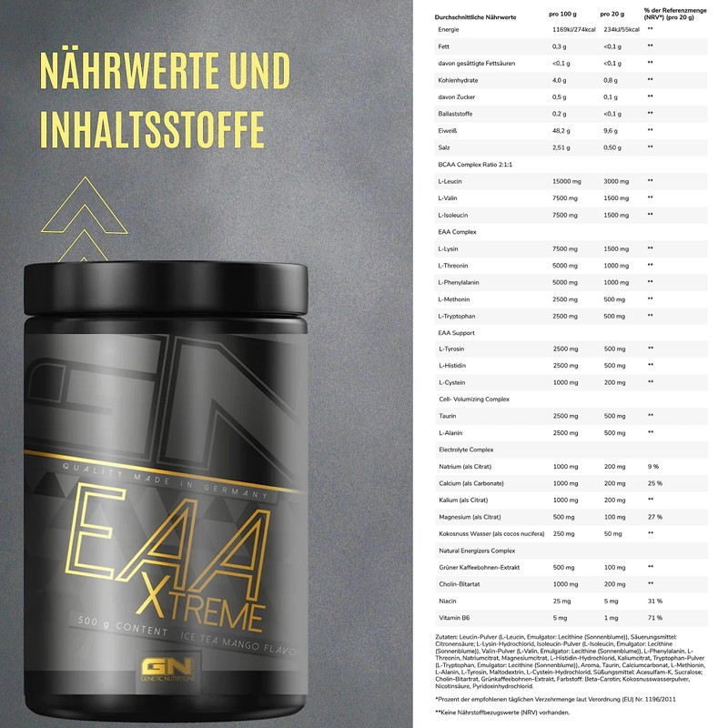 GN Laboratories EAA Xtreme (Ice Tea Mango) - 500g EAAs