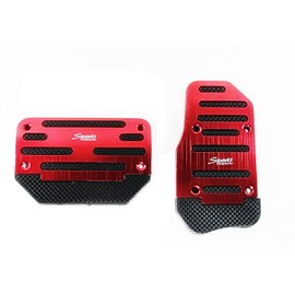 HnF shop Universal Racing Sports Non-Slip Automatic Car Gas/Brake Pedal Pads Cover (Red Steel)