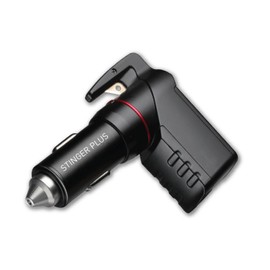 Ztylus Stinger Plus USB Emergency Escape EDC Tool: Life-Saving Rescue Car Charger, Spring Loaded Window Breaker Punch, Seat Belt Cutter, Dual USB Ports 3.1A Max Output (1x Black Stinger Plus)