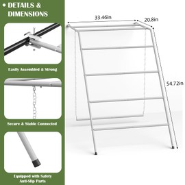 Chicken Coop Perches with Swing, Metal Chicken Roosting Bars, Chicken Run Toys Accessories for Backyard Poultry Habitat Supplies, Hen Perch for Coop, Farm Chick Ladder, Grey