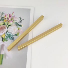 Pexintek 6 Pack Gold Modern Cabinet Handles 160mm(6.3 Inchs) Hole Centers Kitchen Bathroom bedrooms Study Furniture Door Vintage Pulls with Screws for Cupboards Drawer Wardrobe Dresser (Golden)