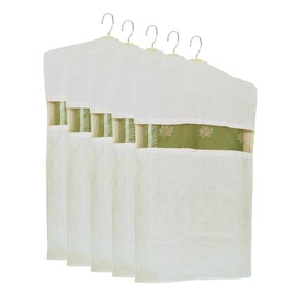 Forever Cotton Premium Hanging Cotton Saree Covers, Wardrobe Organizer (18x29 inches), Set of 5 (HANGERS ARE NOT INCLUDED)