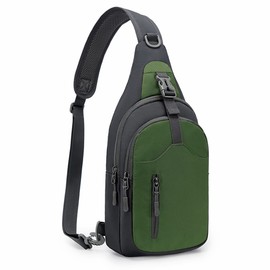 REETEE Lightweight Chest Bag Sling Shoulder Backpacks, Chest Bag Men's with Adjustable Shoulder Strap, Shoulder Bag Crossbody Bag Backpack for Outdoor Sports, Cycling, Dog Hiking, dark green, leisure