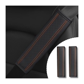 zipelo 2PCS Car Seat Belt Cover, Soft Shoulder Strap Covers Harness Pads, Safety Leather Seatbelt Comfort Driving Cushion Protect Your Neck and Shoulder Universal for Truck, Car, SUV (Black/Orange)