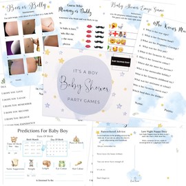 Baby Shower Games Bundle Boy Blue - 9 Games Including Keepsake Cards Boxed Neutral, boy, 10 Player Pack (Its a Boy)