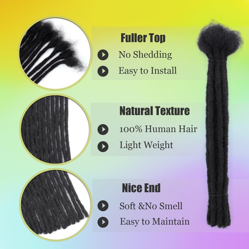 Coriario 12 Inch Dreadlock Extensions Human Hair Loc 60 Strands