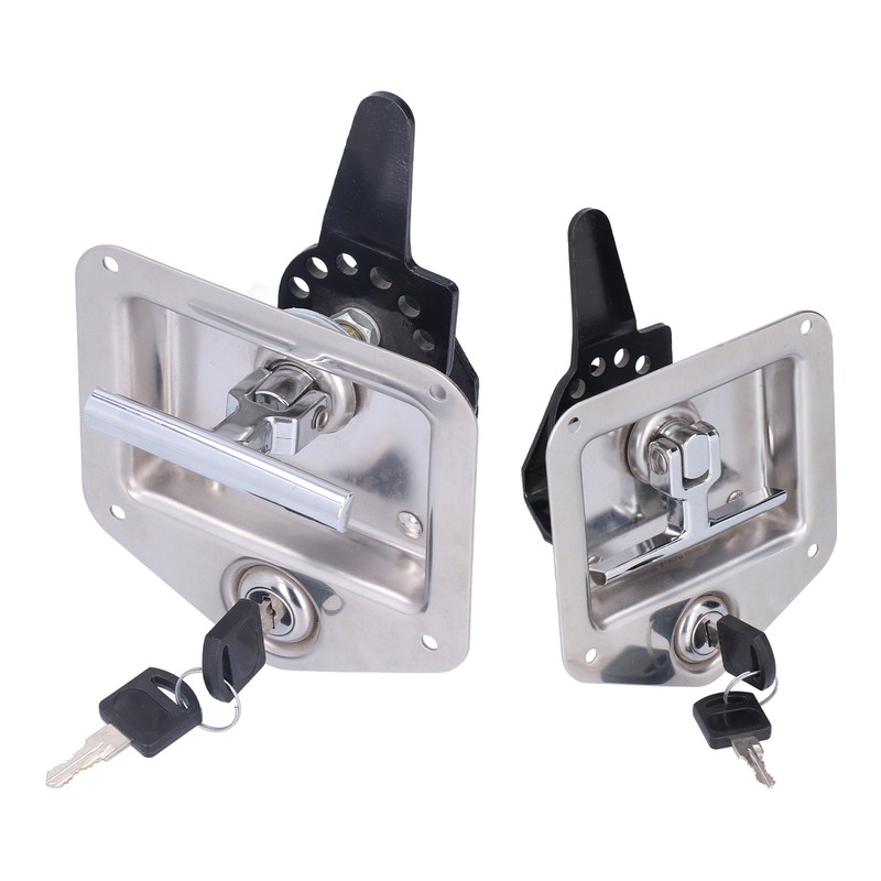 Trailer Door Latch T Handle with 2‑Key Stainless Steel Chrome
