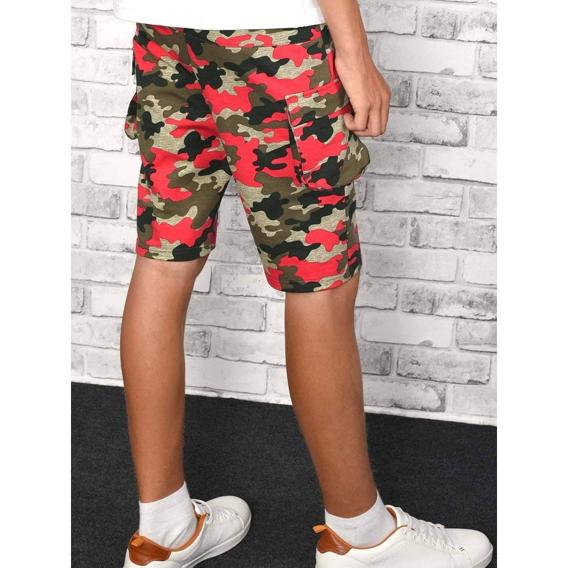 BEZLIT 30079 Boys' Cargo Shorts, Red-camouflage