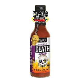 Blair's Before Death Sauce with Habanero & Skull Chain 5 Ounce - Mild Heat, Perfect Table Sauce for Every Meal