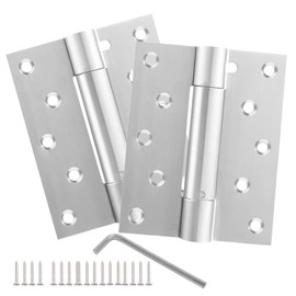 Tellfeel 5 Inch Self-Closing Door Hinge Adjustable Spring Heavy Duty Hinge 6 Inch Stainless Steel Mortise and Tenon Spring Hinge Bathroom Storage Room Basement Door Hinge - 2 Pack