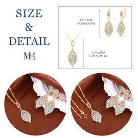 MicLee Women's 925 Silver Cubic Zirconia Leaf Chains Pendant and Earrings Elegant Diamond Jewellery Sets Creative Girls Necklace Full Diamond Leaf Earrings Fashion Jewellery Party Bijouterie, Silver,