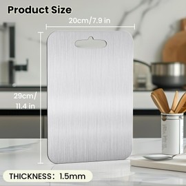 Stainless Steel Cutting Board 11.4 × 7.87 IN Titanium Cutting Boards for kitchen, Double-Sided Food Grade Cutting Board, 304 Stainless Steel Chopping Board for Kitchen Meat Fruit Vegetable (Medium)