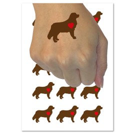 Bernese Mountain Dog with Heart Temporary Tattoo Water Resistant Fake Body Art Set Collection - 54 1" Tattoos (1 Sheet)
