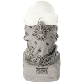 BENCHMARK FR Flame Resistant Face Mask Neck Gaiter - CAT2 (Bandit, Gray)