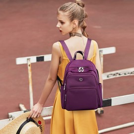 PORRASSO Women's Backpack Fashion Daypack Girls School Bag Lightweight Backpacks Nylon Bag for School Work Travel, purple, Rucksack