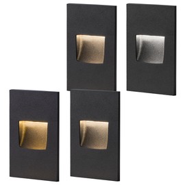 FTL Step Lights Outdoor Stair Lights Indoor LED, Dimmable 120V 3000K/4000K/5000K Color Changing 3.5W 150LM Deck Step Light Outdoor, Waterproof Black Light for Stair Vertical Aluminum, 4-Pack