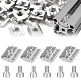QZKJQDD Pack of 18 T-Slot Nuts M8, M8 Stainless Steel, with M8 Screws, Used for Extruded Groove Guide Rails Made of Aluminium Profile of Series 30 and 40