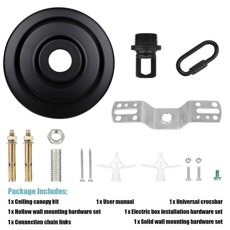 Helunsi Light Canopy Kit, Black Chandelier Canopy Mounting Kit, 5-1/8"