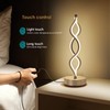 NUÜR Infinity Spiral LED Table Lamp Silver, Dimmable Metallic Bedside