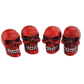 Abfer Skull Tire Wheel Air Cap Valve Stem Covers Car Decorative Accessories Fit Most Vehicle Truck Motorcycles Bikes, Red