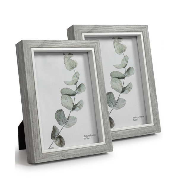 SUMGAR Photo Frames 7x5 Wooden Grey Picture Frame Desktop Display