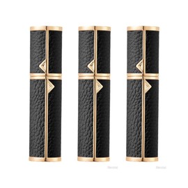 Full-Grain Leather Perfume Atomizer Set | 5ml Leak-Proof Portable Spray Bottles | Premium Makeup/Perfume Storage Essential (3pcs, black)