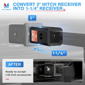 MICTUNING 2 inch to 1-1/4 inch Trailer Hitch Receiver Adapter Set, 2" Class III/IV to 1.25" Class I/II Hitch Reducer Sleeve Insert Converter with Hitch Pin & Clip