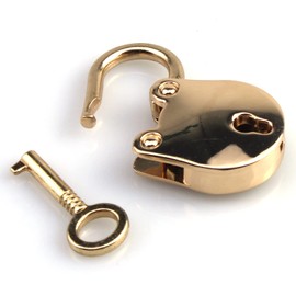OZXNO 1PCS Vintage Mini Bear Padlock Key Lock Antique Style Small Key Lock (Gold)