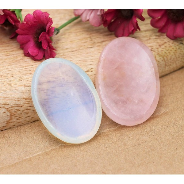 Crocon Polished Palm Worry Thumb Stones Oval Shape Gemstone Pocket Tumble Kit for Reiki Crystal Healing Energy Generator Chakra Balancing Meditation (Set of 2) Size: 35-40 mm