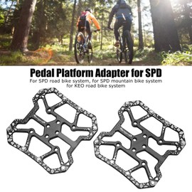 1 Pair Bike Clipless Pedal Adapters,Bicycle Clipless Pedal Converter Self Locking Disc Pedals Platform Adapter Compatible with SPD SL/SPD Look Keo/Delta Bike System (Black)