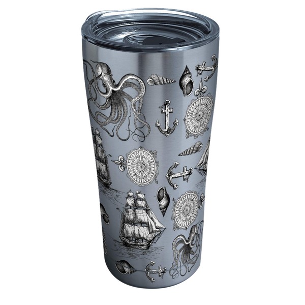 Tervis Old Time Nautical Triple Walled Insulated Tumbler Travel Cup Keeps Drinks Cold & Hot, 20oz Legacy, Stainless Steel