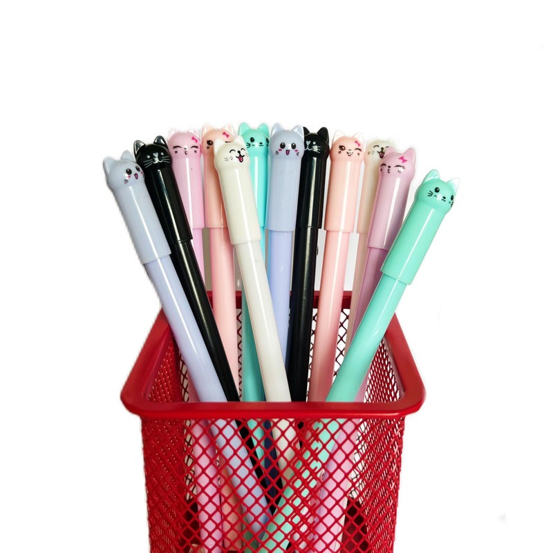 HPTZYQY Cat Pens, 12pcs Cute Cat Style Gel Pens with